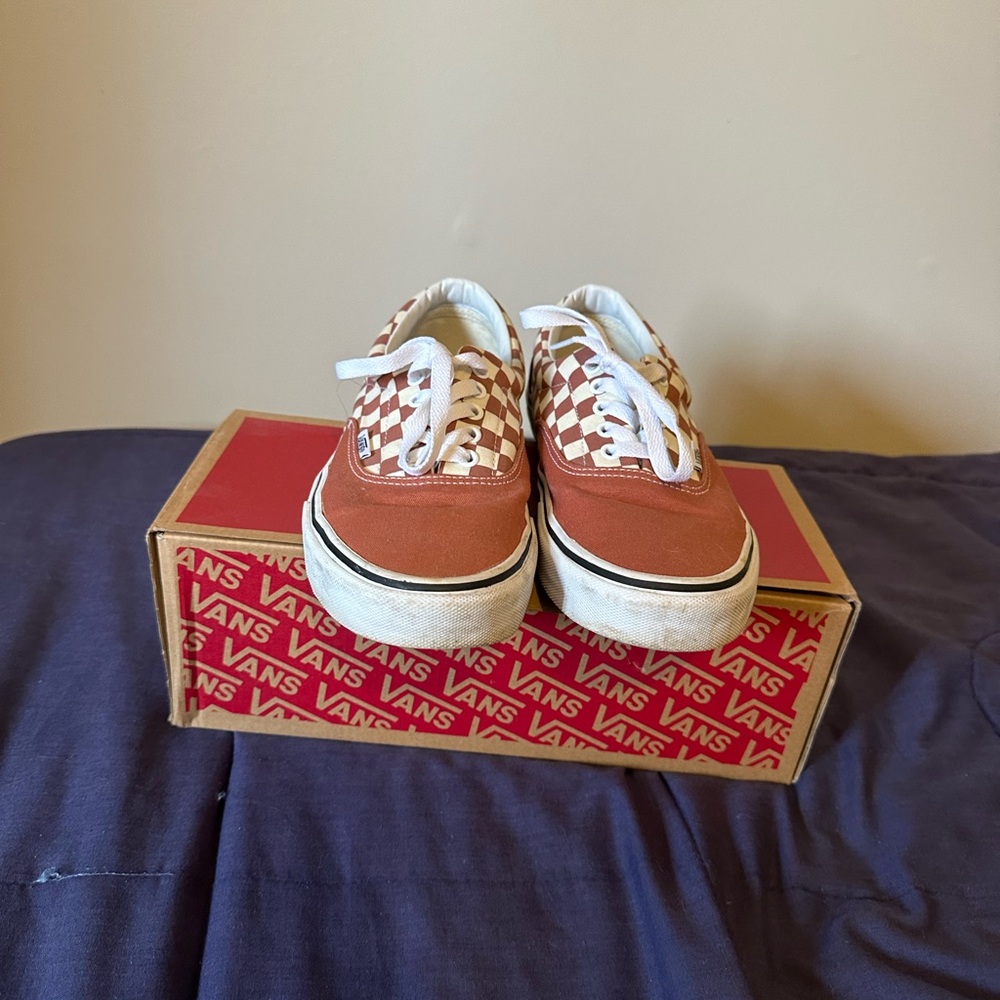 Vans Mens Sneakers in Orange and White Checkered